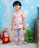 Polka Tots Cotton Woven Half Sleeves Checked Coordinating Night Suit Set - Multi Colour