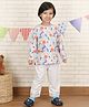 Polka Tots Cotton Woven Full Sleeves Orange & Leaves Printed Night Suit Set - Multi Colour