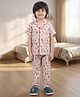 Polka Tots Cotton Woven Half Sleeves Striped & Fruits Printed Coordinating Night Suit Set - Multi Colour