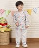 Polka Tots Cotton Woven Full Sleeves Floral & Birds Printed Kurta & Coordinating Pajama Set - Multi Colour