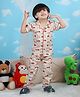 Polka Tots Cotton Woven Half Sleeves Car Printed Coordinating Night Suit Set - Yellow