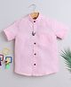BAATCHEET Cotton Half Sleeves Solid Shirt With Detachable Panda Designed Brooch - Pink