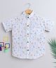 BAATCHEET Cotton Half Sleeves Floral Printed & Schiffli Embroidered Shirt - White