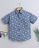 BAATCHEET Cotton Half Sleeves Blossom Printed Shirt - Blue