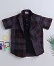 BAATCHEET Cotton Half Sleeves Checked Shirt With Attached Tee - Purple