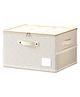 House of Quirk Oxford Cloth Storage Box Large Capacity, Transparent Zipper Cover, Foldable Wardrobe Organizer with Side Mesh Pockets (Beige)