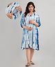 CeleBravo Rayon Three Fourth Sleeves Tie Dye Maternity Dress With Nursing Access - Blue