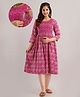 CeleBravo Rayon Three Fourth Sleeves Paisley Printed Maternity Dress With Nursing Access - Dark Pink