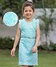 Hola Bonita Knit Sleeveless Glitter Mesh Party Dress With Sequin Detailing & Belt - Light Blue