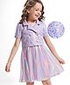 Hola Bonita Knit Shimmer Party Dress With Half Sleeves Sequinned Jacket - Lilac