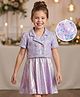 Hola Bonita Knit Shimmer Party Dress With Half Sleeves Sequinned Jacket - Lilac