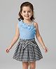 Mark & Mia Woven Sleeveless Top & Printed Skirt with Bow Applique - Blue