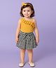 Mark & Mia Woven Sleeveless Top & Printed Skirt with Bow Applique - Mustard
