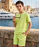 Pine Kids Knit Half Sleeves Solid T-Shirt & Shorts Co-Ord Set - Lime Green