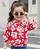 Babyhug Cotton Knit Three Fourth Raglan Sleeves With Floral Print - Red