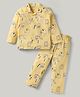 Kookie Kids Single Jersey Knit Full Sleeves Co-ord Night Suit With Dino Print - Yellow