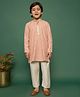 Vastramay Rayon Full Sleeves Floral Embroidered Sequins Embellished Kurta Pyjama Set - Peach