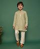 Vastramay Rayon Full Sleeves Floral Embroidered Sequins Embellished Kurta Pyjama Set - Pista Green