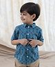 Tiber Taber 100% Cotton Half Sleeves Abstract Printed Shirt - Blue
