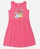 Wear Your Mind Cotton Blend Disney Princesses Featuring Sleeveless Characters Printed Dress - Hot Pink
