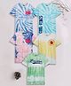 3PIN Cotton Pack Of 5 Half Sleeves Tie Die Typography Printed Tees - Multi Colour
