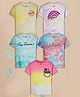 3PIN Cotton Pack Of 5 Half Sleeves Tie Die Typography Printed Tees - Multi Colour