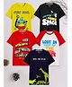3PIN Cotton Pack Of 5 Half Sleeves Vehicles & Typography Printed Tees - Multi Colour
