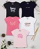 3PIN Cotton Pack Of 5 Half Sleeves Typography Printed Tops - Multi Colour
