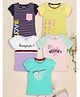 3PIN Cotton Pack Of 5 Half Sleeves Typography Printed Tops - Multi Colour