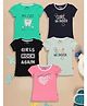 3PIN Cotton Pack Of 5 Half Sleeves Typography Printed Tops - Multi Colour