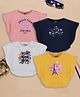 3PIN Cotton Pack Of 5 Half Sleeves Typography & Floral Printed Tops - Multi Colour
