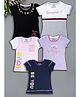 3PIN Cotton Pack Of 5 Half Sleeves Typography & Floral Printed Tops - Multi Colour