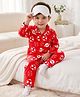 Kookie Kids Single Jersey Knit Full Sleeves Co-Ord Night Suit With Sports Theme Print - Red