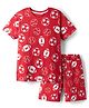 Kookie Kids Single Jersey Knit Half Sleeves Shorts Co-Ord Night Suit With Sport Theme Print - Red