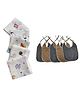 Trance Home Linen Waterproof - Quick Dry Ultrasoft 5 Pcs Bibs - Grey & Brown   5 Pcs Nursery print wash cloth