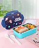 Babyhug Space Stainless Steel Lunch Box|BPA Free|Leak Proof|1 Lunch Box, 1 Container,1 Spoon, 1 Fork|550ML,110ML|Perfect for School Kids & Outdoors|(Color May vary)