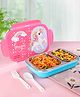 Babyhug Unicorn Stainless Steel Lunch Box|BPA Free|Leak Proof|2 compartment,1 Spoon and 1 Fork|550 ML|Perfect for School Kids & Outdoors|Navy Blue