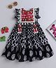 TINY MINY MEE Cotton Rayon Sleeveless Abstract Printed Mirror Work Embellished & Embroidered Dress - Multi Colour