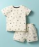 Ollypop Interlock Knit Half Sleeves T-Shirt & Short Co-Ord Set With Nautical Print - Cream