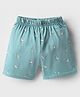 Ollypop Sinker Knit Knee Length Shorts With Animal Print - Light Blue