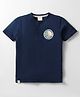 Ollypop Sinker Knit Half Sleeves Henley T-Shirt with Path Detailing - Navy Blue