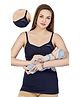 MOM'S BEE Modal Sleeveless Solid Camisole With Nursing Access - Navy Blue