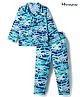 Honeyhap 100% Premium Cotton Knit Full Sleeves Co-ords Night Suit With Tropical Theme Print & Bio Finish - Island Paradise