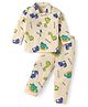 Kookie Kids Single Jersey Knit Full Sleeves Co-Ord Night Suit with Dino Print - Offwhite