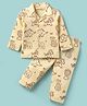 Kookie Kids Single Jersey Knit Full Sleeves Co-Ord Night Suit With Animal Print - Beige