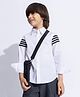 Taffykids Poplin Full Sleeves Striped Shirt - White & Black