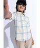 Taffykids 100% Cotton Full Sleeves Checked Shirt - Off White & Blue