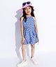 Taffykids Rayon Sleeveless Floral Printed Jumpsuit - Blue & White