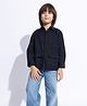 Taffykids Corduroy Full Sleeves Solid Jacket - Black