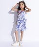 Taffykids 100% Cotton Sleeveless Floral Printed Smocked Crop Top With Coordinating Skort Set - White & Lavender Blue